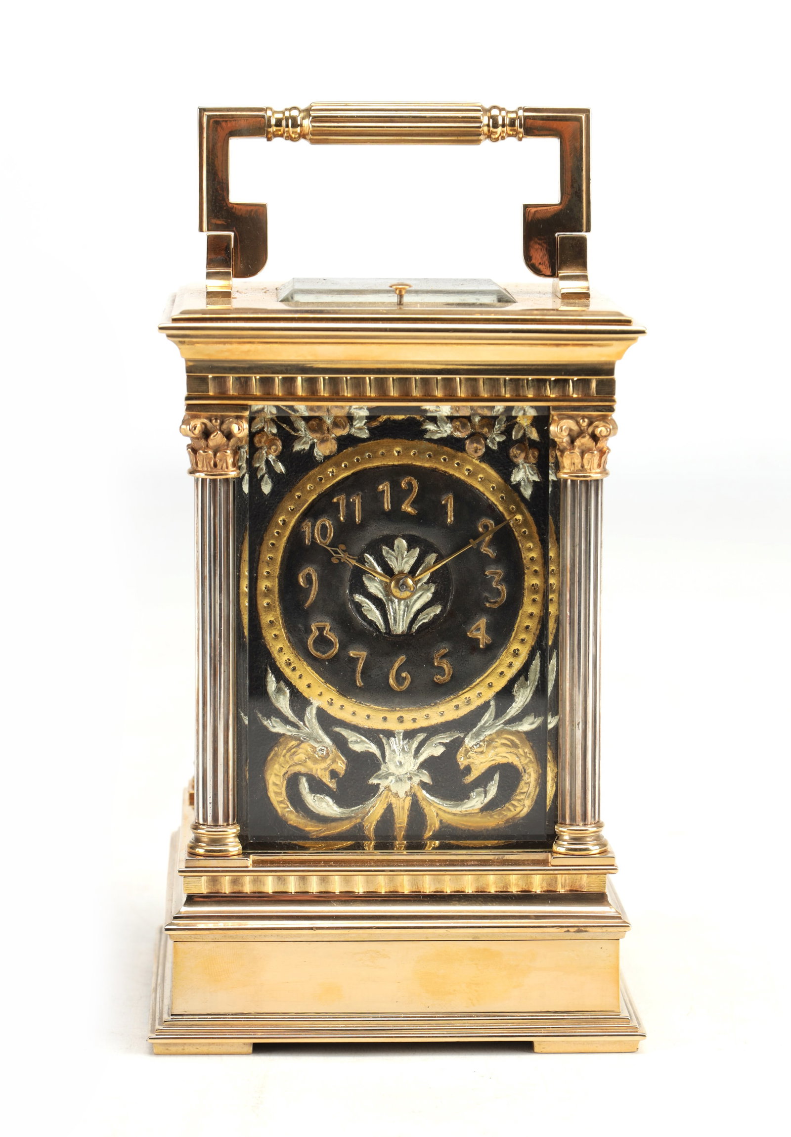 A LATE 19TH CENTURY FRENCH GILT BRASS REPEATING CARRIAGE CLOCK (1 of 10)