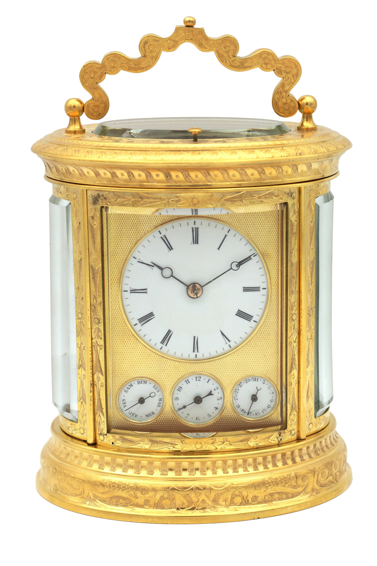 A LARGE LATE 19TH CENTURY FRENCH OVAL CASED FULLY ENGRAVED GRAND SONNERIE CARRIAGE CLOCK WITH (1 of 11)