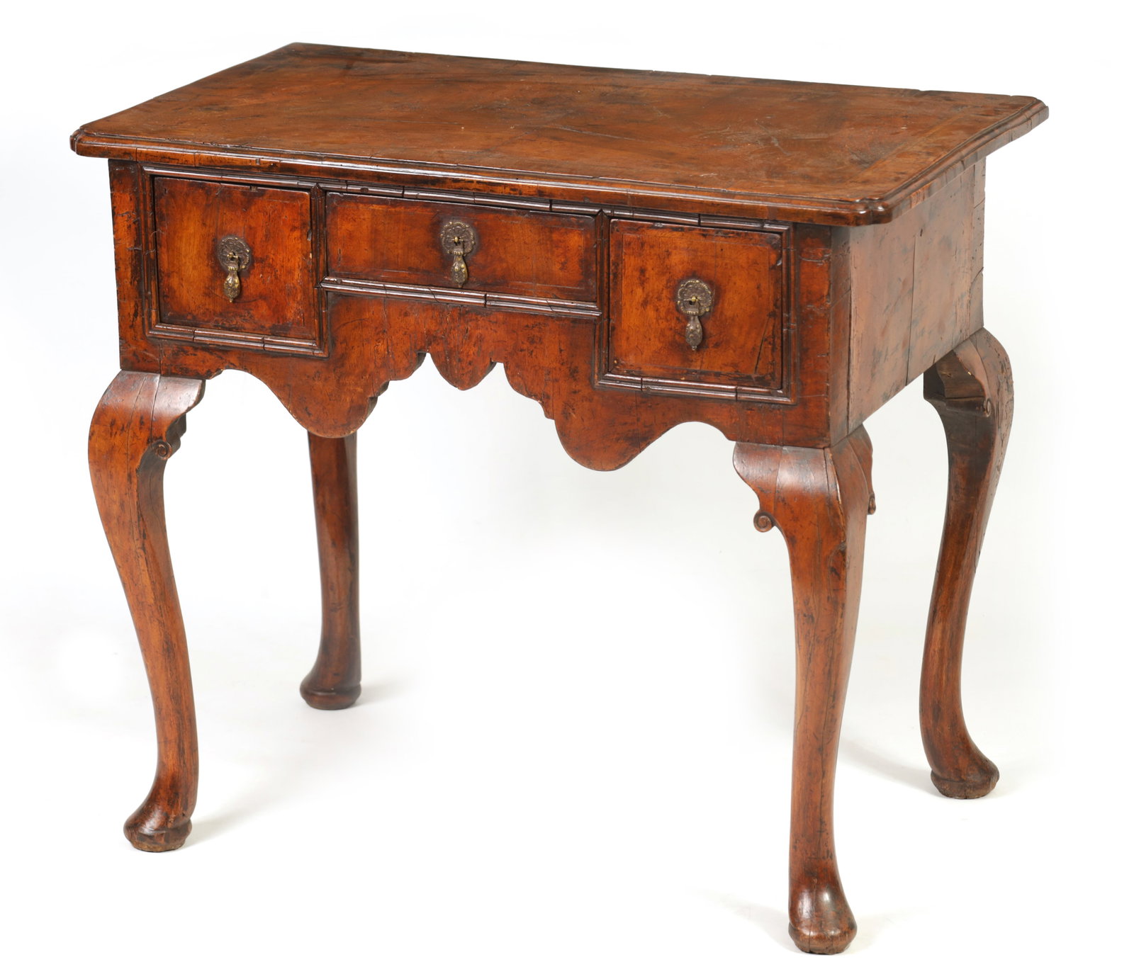 A GEORGE I FIGURED WALNUT AND HERRING-BANDED LOWBOY (1 of 8)