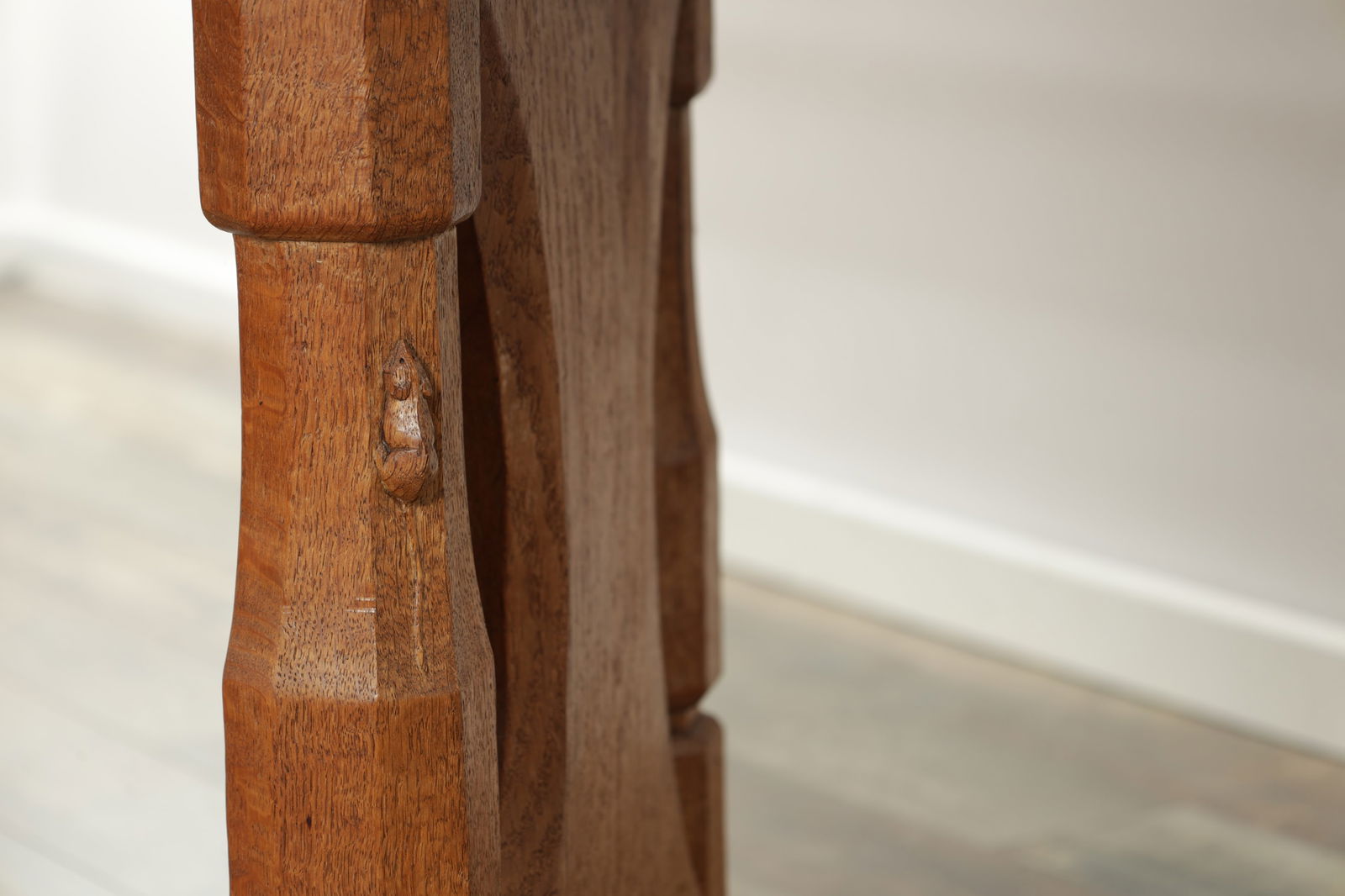 ROBERT 'MOUSEMAN' THOMPSON AN ENGLISH OAK REFECTORY TABLE WITH DOWELLED PLANK TOP AND TRESTLE END - 5