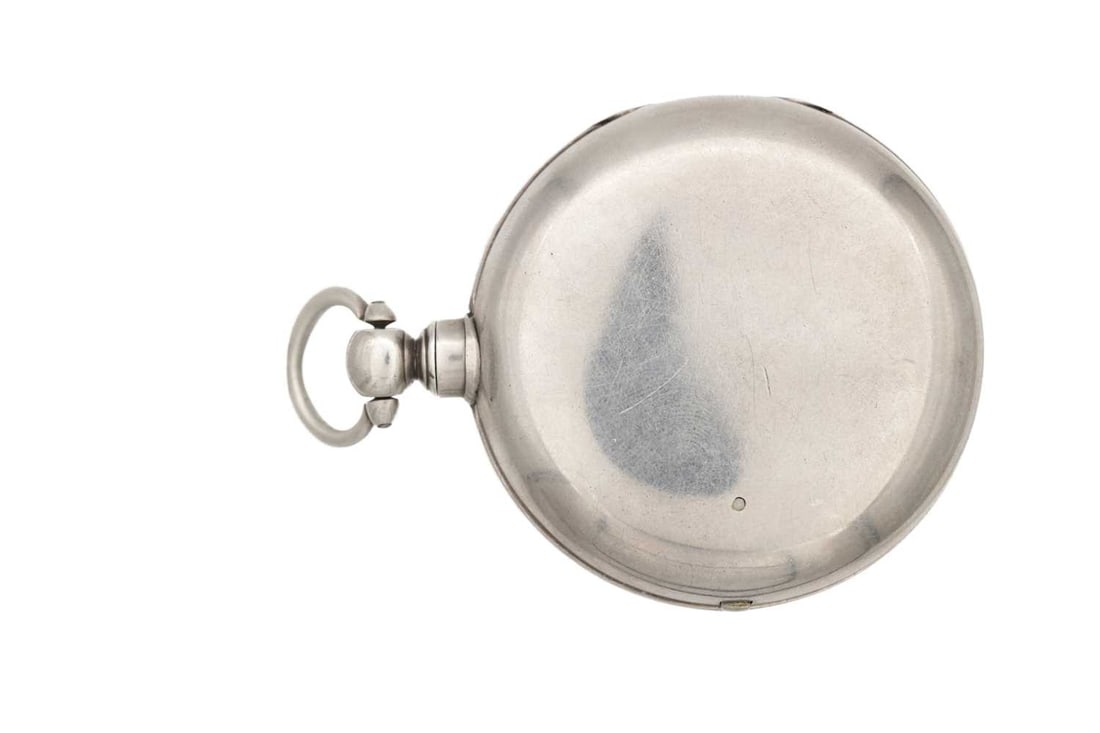 A SILVER OPEN FACE POCKET WATCH - 7