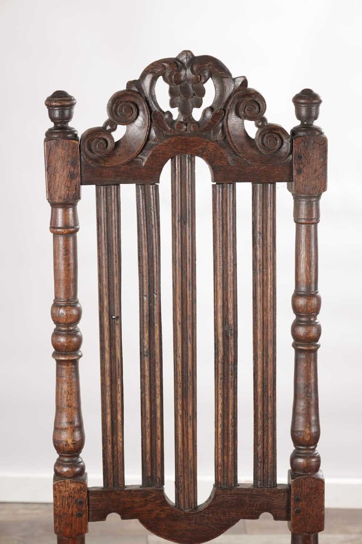 A PAIR OF 17TH CENTURY ENGLISH OAK HALL CHAIRS - 2