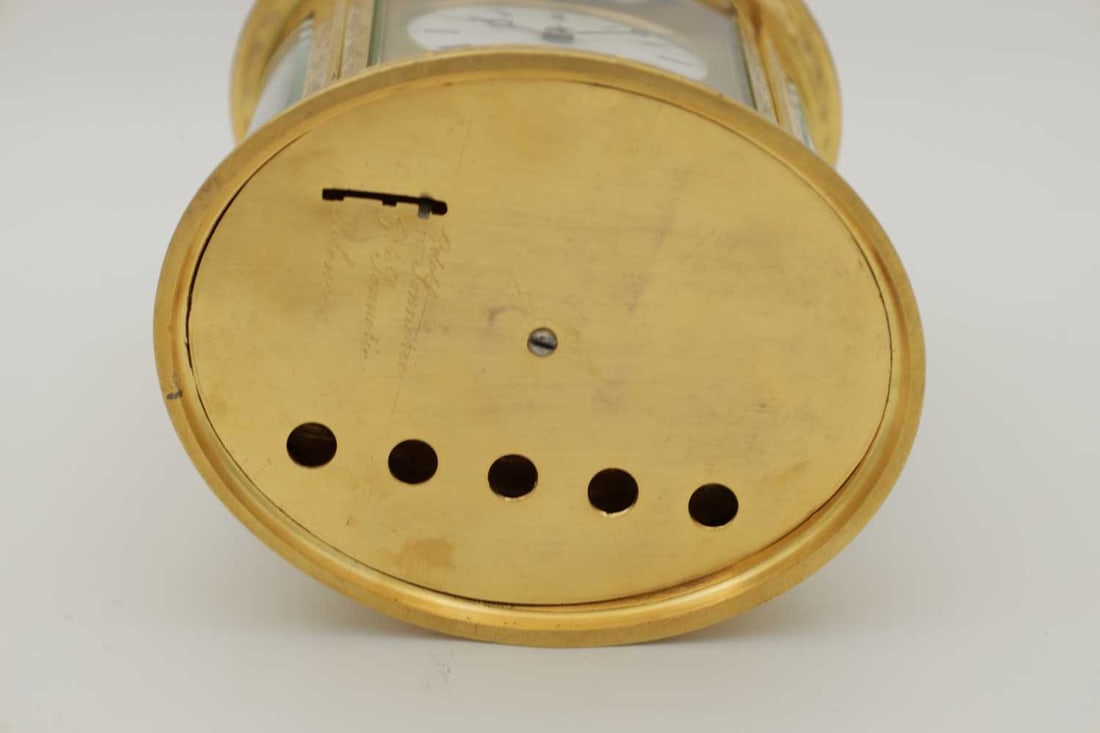 A LARGE LATE 19TH CENTURY FRENCH OVAL CASED FULLY ENGRAVED GRAND SONNERIE CARRIAGE CLOCK WITH CALEND - 3