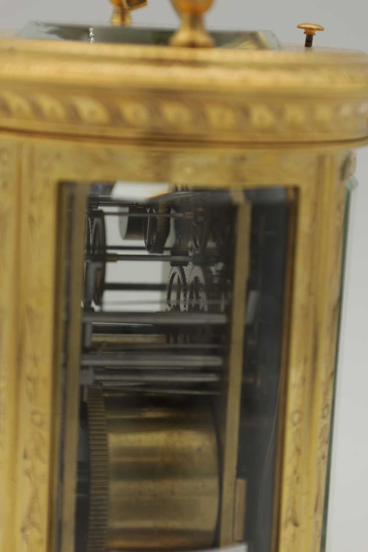 A LARGE LATE 19TH CENTURY FRENCH OVAL CASED FULLY ENGRAVED GRAND SONNERIE CARRIAGE CLOCK WITH CALEND - 7
