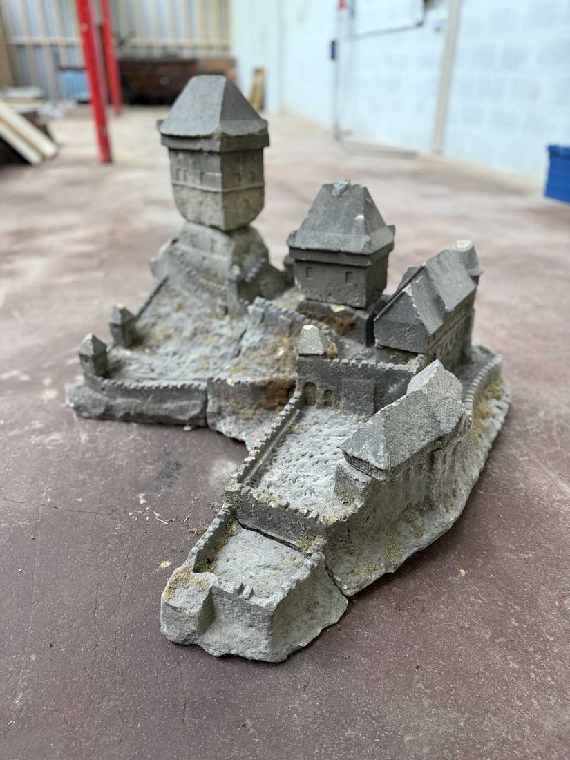 A 19TH CENTURY CARVED STONE MODEL OF A CASTLE - 2