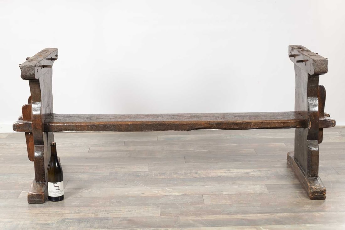 A 17TH CENTURY OAK TRESTLE REFECTORY TABLE WITH ONE-PIECE TOP - 3