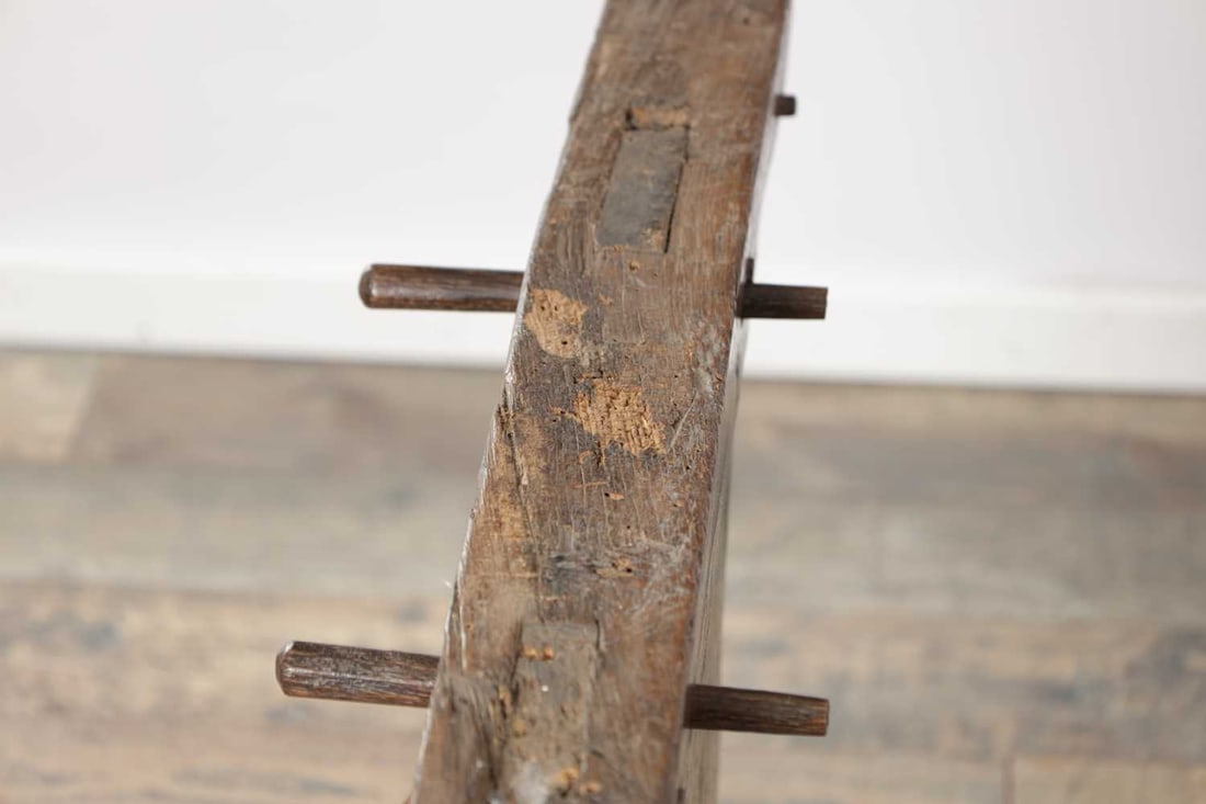 A 17TH CENTURY OAK TRESTLE REFECTORY TABLE WITH ONE-PIECE TOP - 4