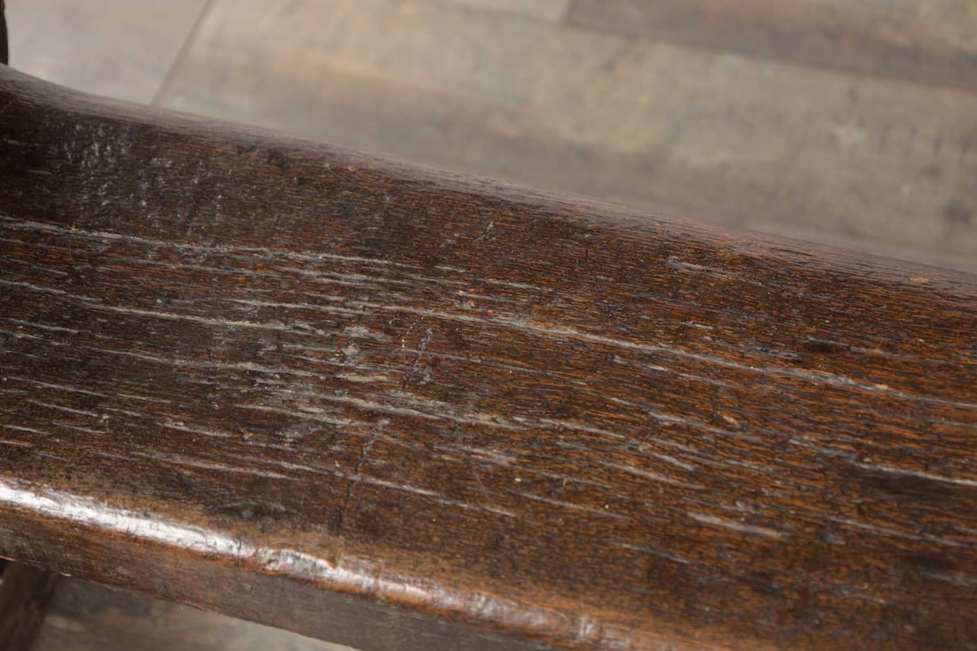 A 17TH CENTURY OAK TRESTLE REFECTORY TABLE WITH ONE-PIECE TOP - 5
