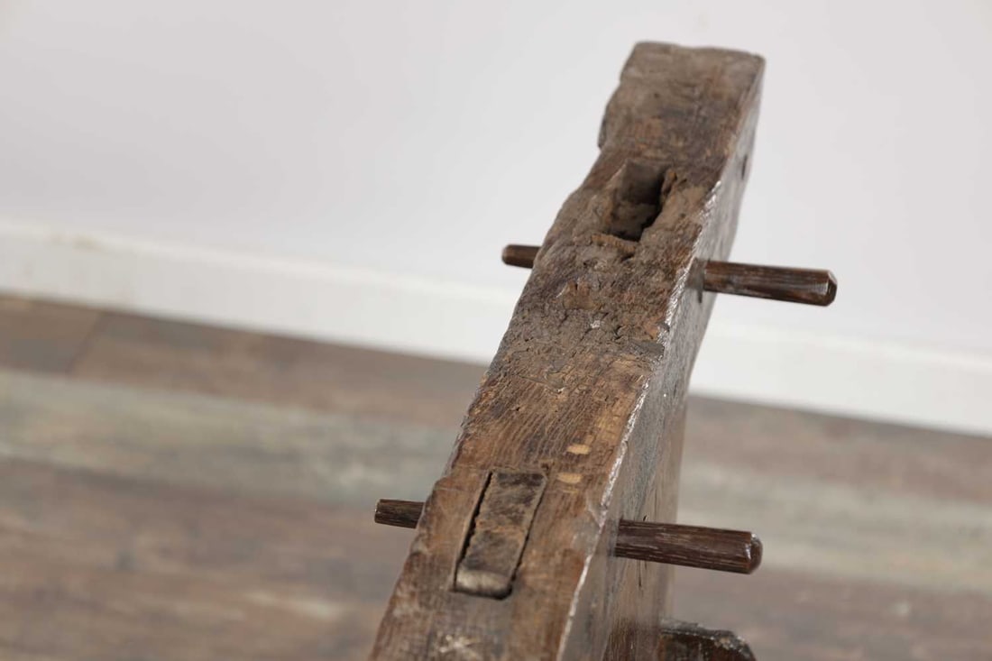 A 17TH CENTURY OAK TRESTLE REFECTORY TABLE WITH ONE-PIECE TOP - 9