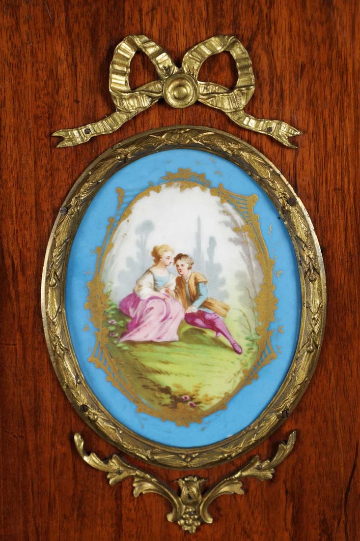 A LATE 19TH CENTURY FRENCH KINGWOOD AND PARQUETRY BONHEUR DU JOUR WITH ORMOLU MOUNTS AND SEVRES-STYL - 7