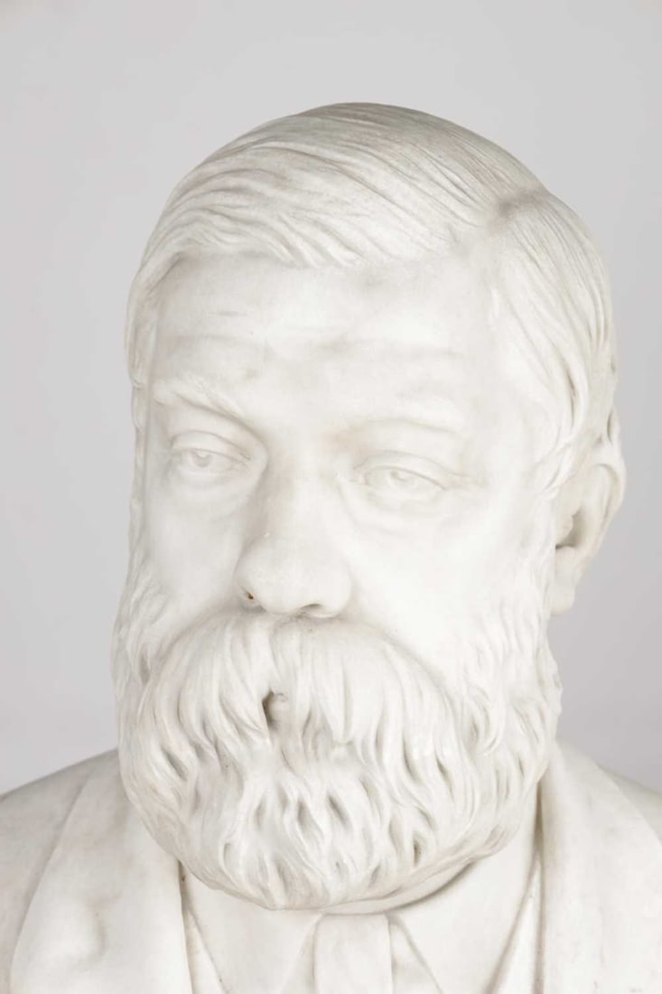 E E GEFLOWSKI A PAIR OF LATE 19TH CENTURY MARBLE BUSTS - 3