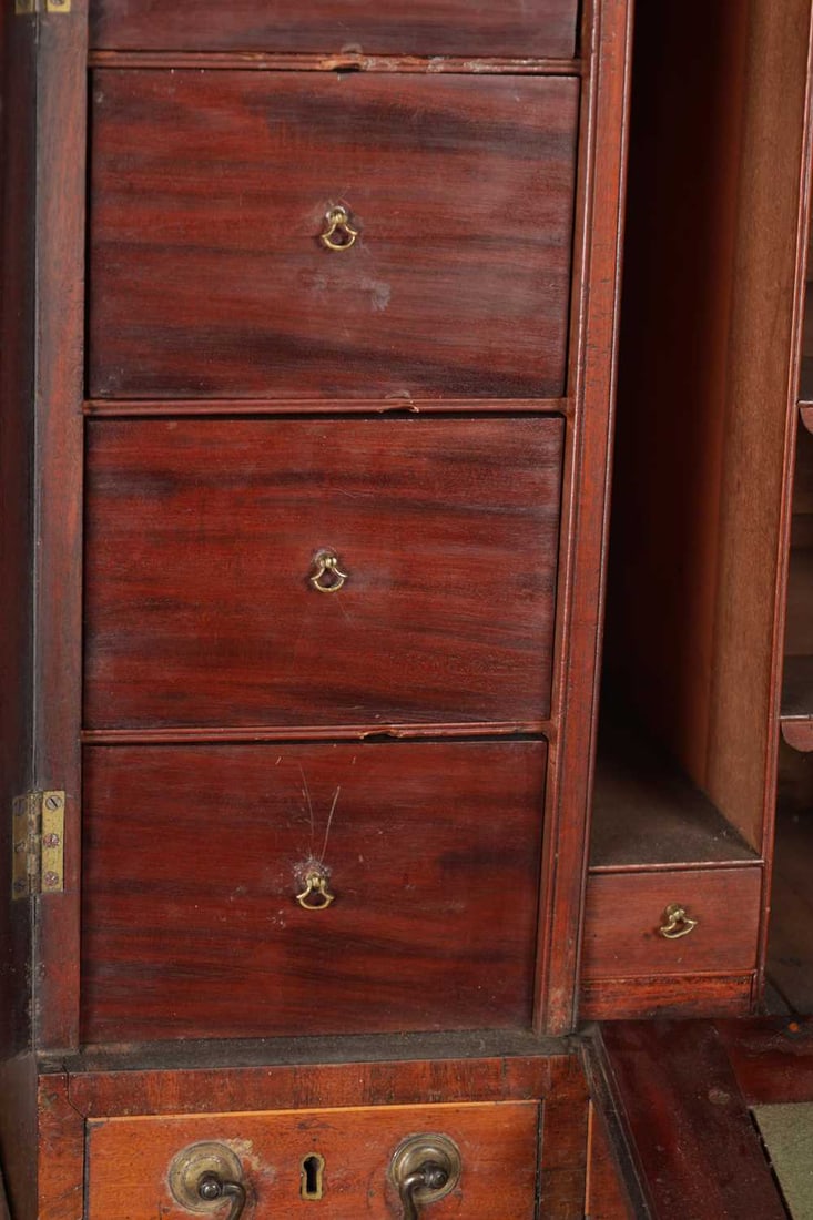 A GEORGE III MAHOGANY COUNTRY HOUSE RENT DESK - 2