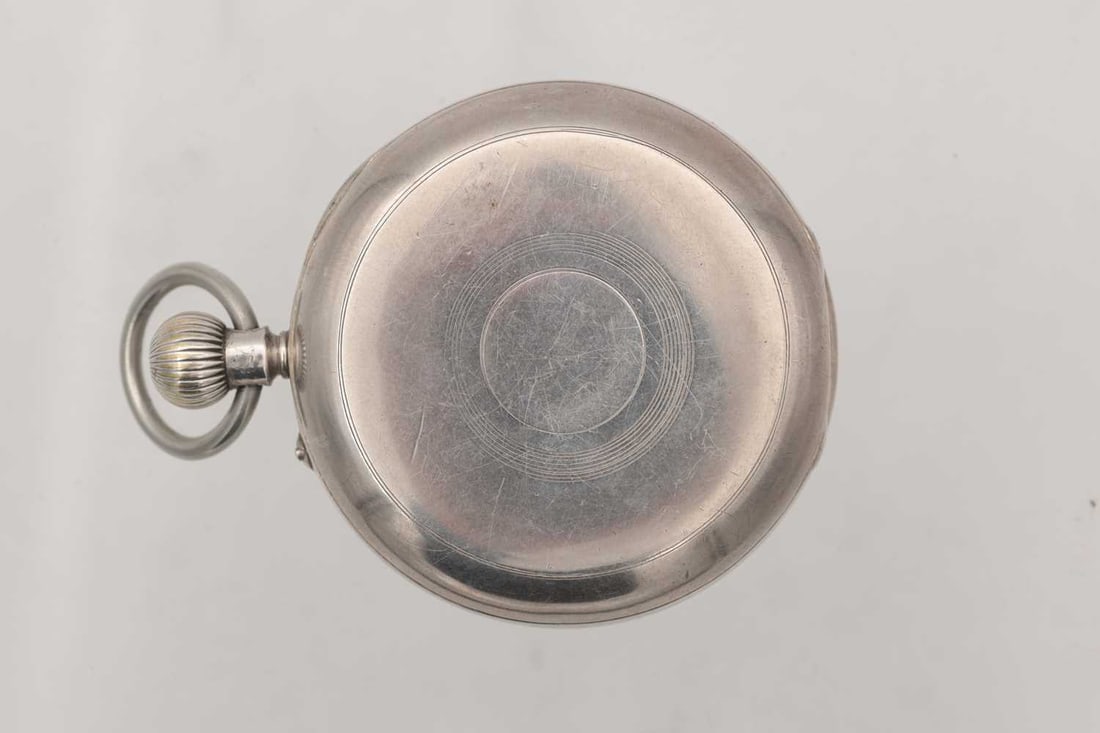 DENT, LONDON. AN ENGLISH SILVER OPEN FACED KEYLESS WIND POCKET WATCH - 5
