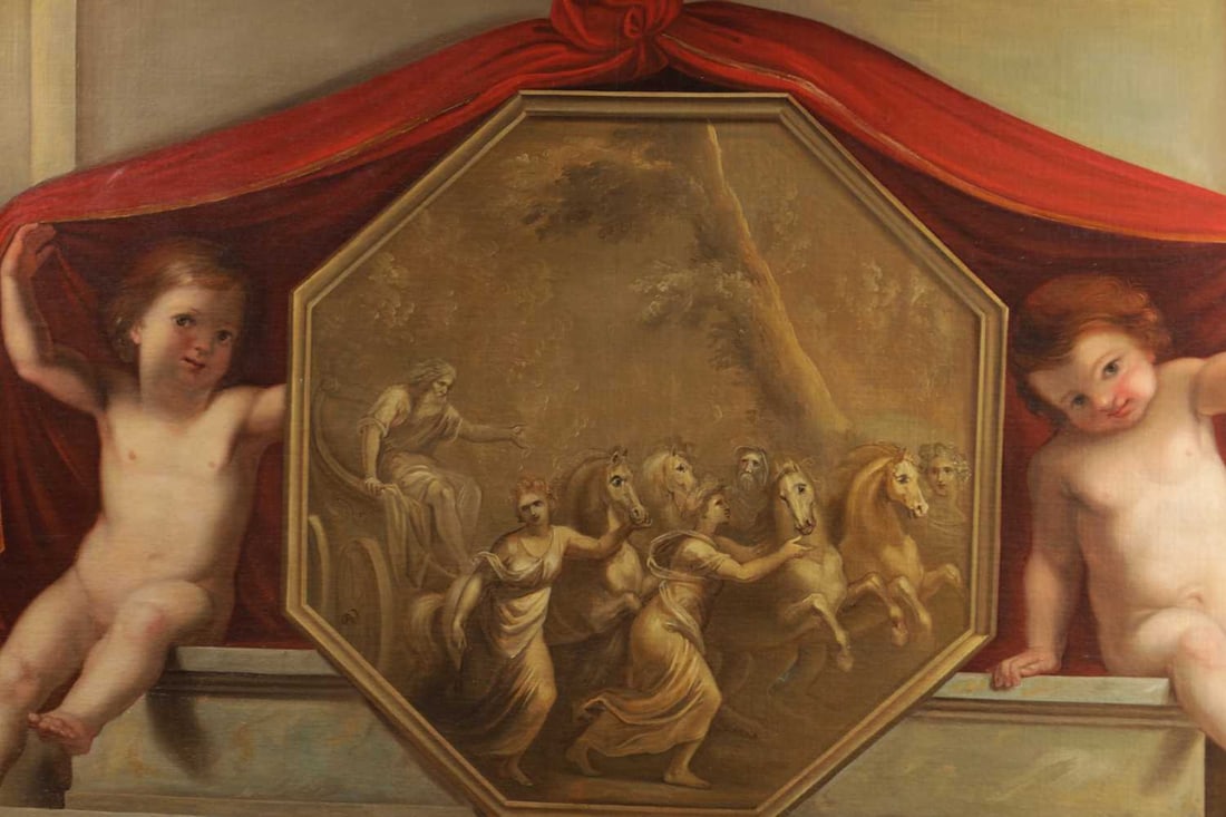 A LARGE 19TH CENTURY OIL ON CANVAS CLASSICAL SCENE - 2