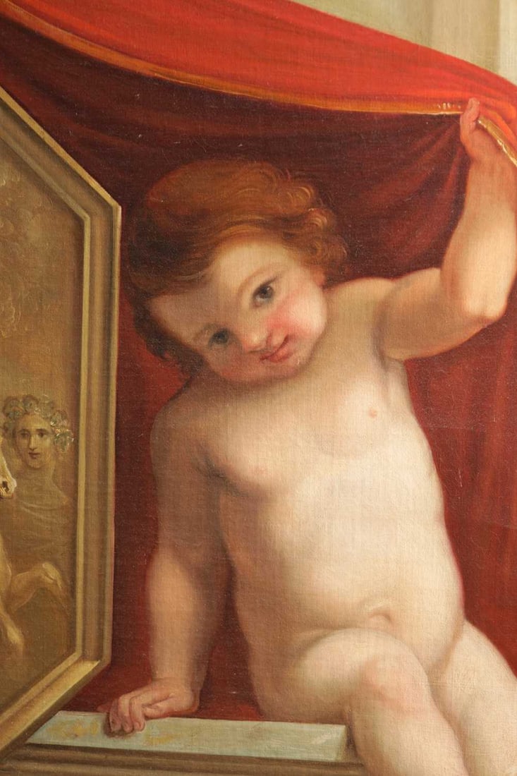 A LARGE 19TH CENTURY OIL ON CANVAS CLASSICAL SCENE - 3