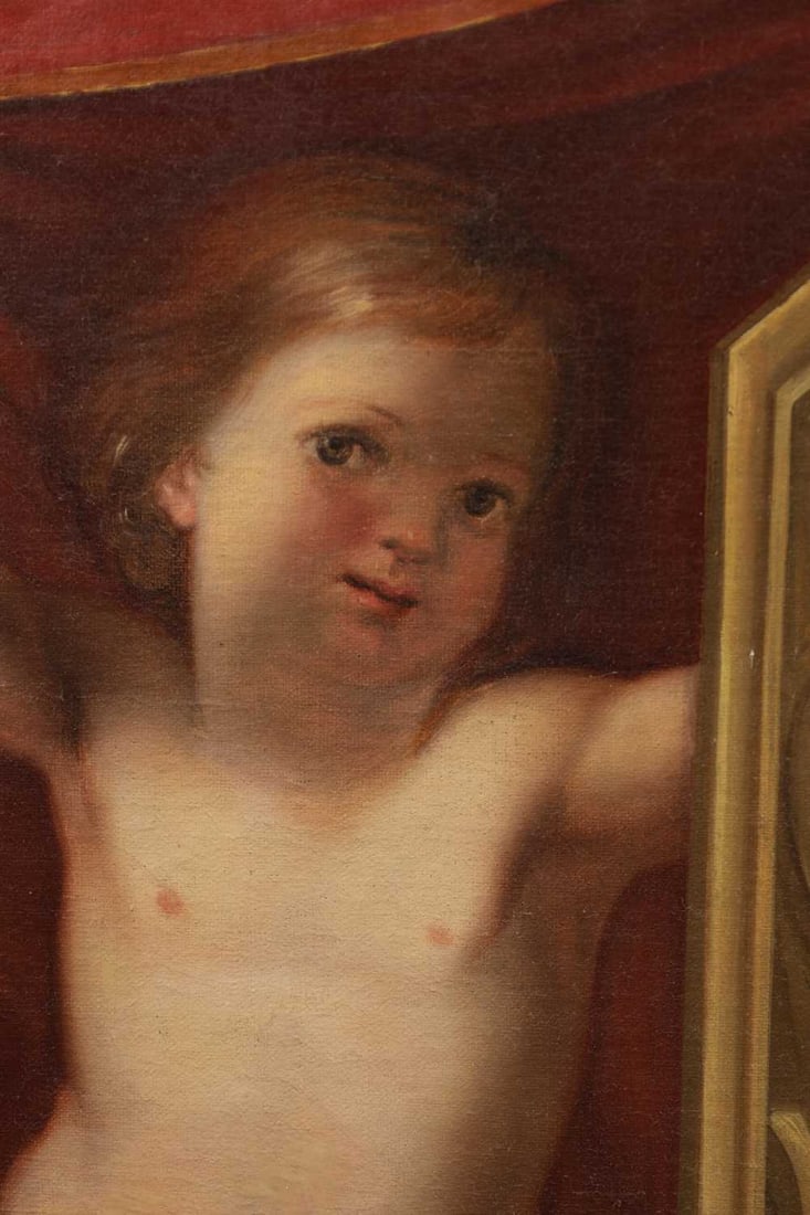 A LARGE 19TH CENTURY OIL ON CANVAS CLASSICAL SCENE - 5