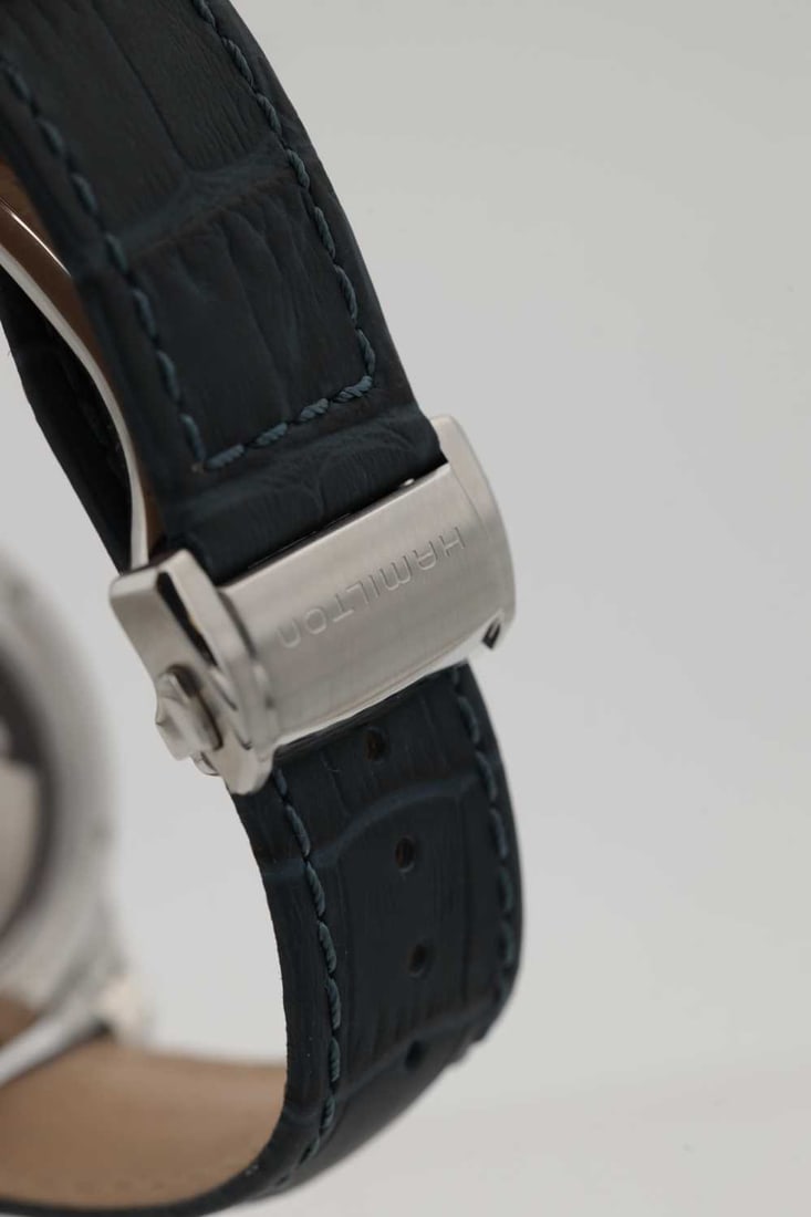 A GENTLEMAN'S STAINLESS STEEL HAMILTON JAZZMASTER CHRONOGRAPH AUTOMATIC WRIST WATCH - 7
