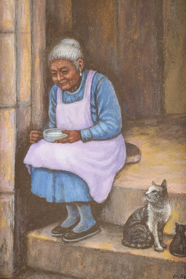 MERCEDES AGUILAR (MEXICAN) AN ACRYLIC ON PANEL PORTRAIT - 3