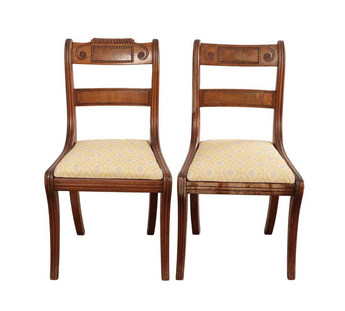 A PAIR OF REGENCY STYLE MAHOGANY SIDE CHAIRS - 2