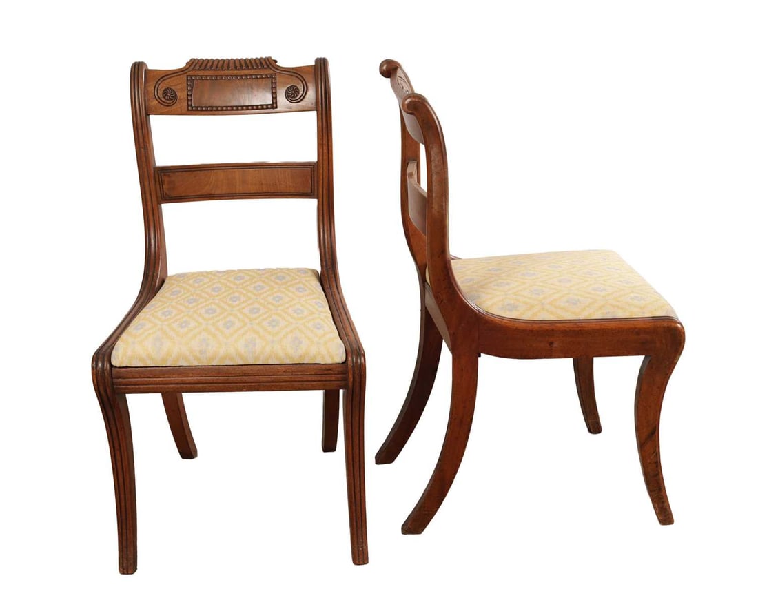 A PAIR OF REGENCY STYLE MAHOGANY SIDE CHAIRS - 5