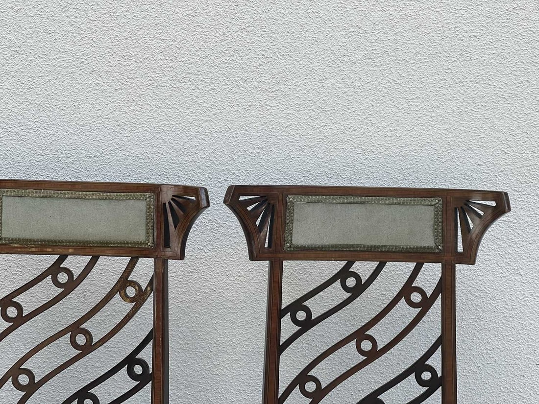 A SET OF FOUR EARLY 20TH CENTURY MAHOGANY INLAID DINING CHAIRS - 5