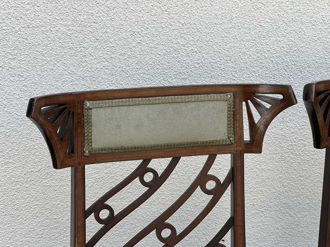 A SET OF FOUR EARLY 20TH CENTURY MAHOGANY INLAID DINING CHAIRS - 7