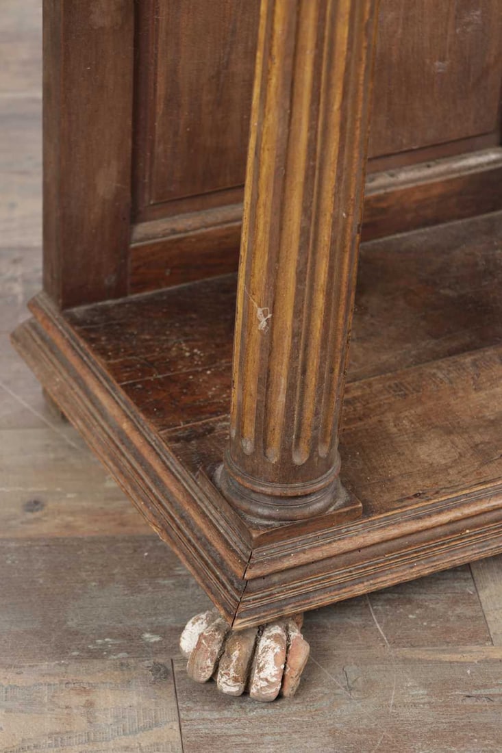 A 17TH CENTURY ITALIAN WALNUT AND PARCEL-GILT SIDE CABINET ON STAND - 4