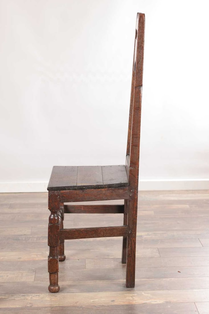 THREE 17TH CENTURY OAK HALL CHAIRS - 5