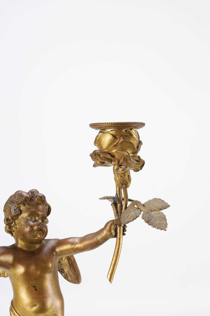 A THREE PIECE LATE 19TH CENTURY FRENCH GILT AND PATINATED BRONZE CLOCK GARNITURE - 4