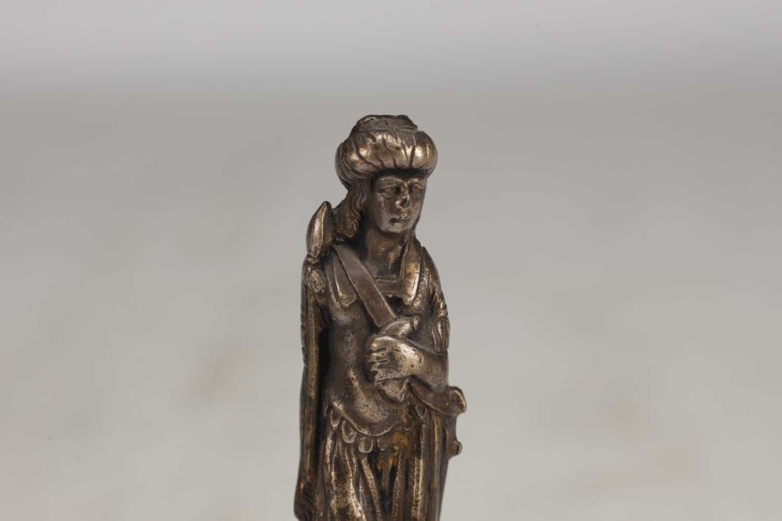 AN 18TH/19TH CENTURY GRAND TOUR BRONZE FIGURE OF A SOLDIER ON A LAPIS LAZULI BASE - 2