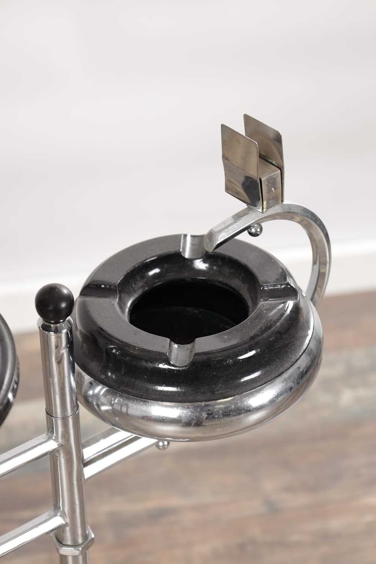 A 1930S DEMEYERE CHROMED METAL ART DECO SMOKING STAND - 3