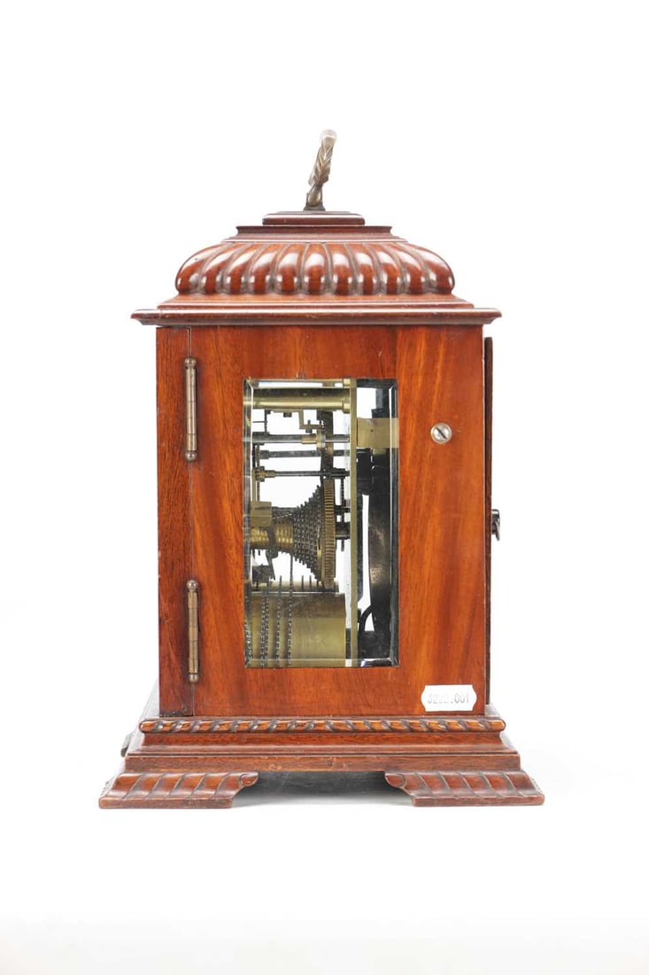 THWAITES & REED, LONDON. AN EARLY 20TH CENTURY MAHOGANY DOUBLE FUSEE BRACKET CLOCK - 7
