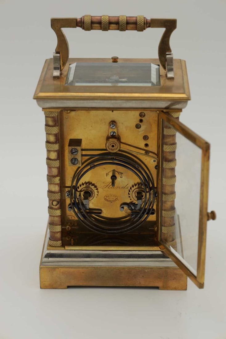 A LATE 19TH CENTURY FRENCH BRASS REPEATING CARRIAGE CLOCK - 8