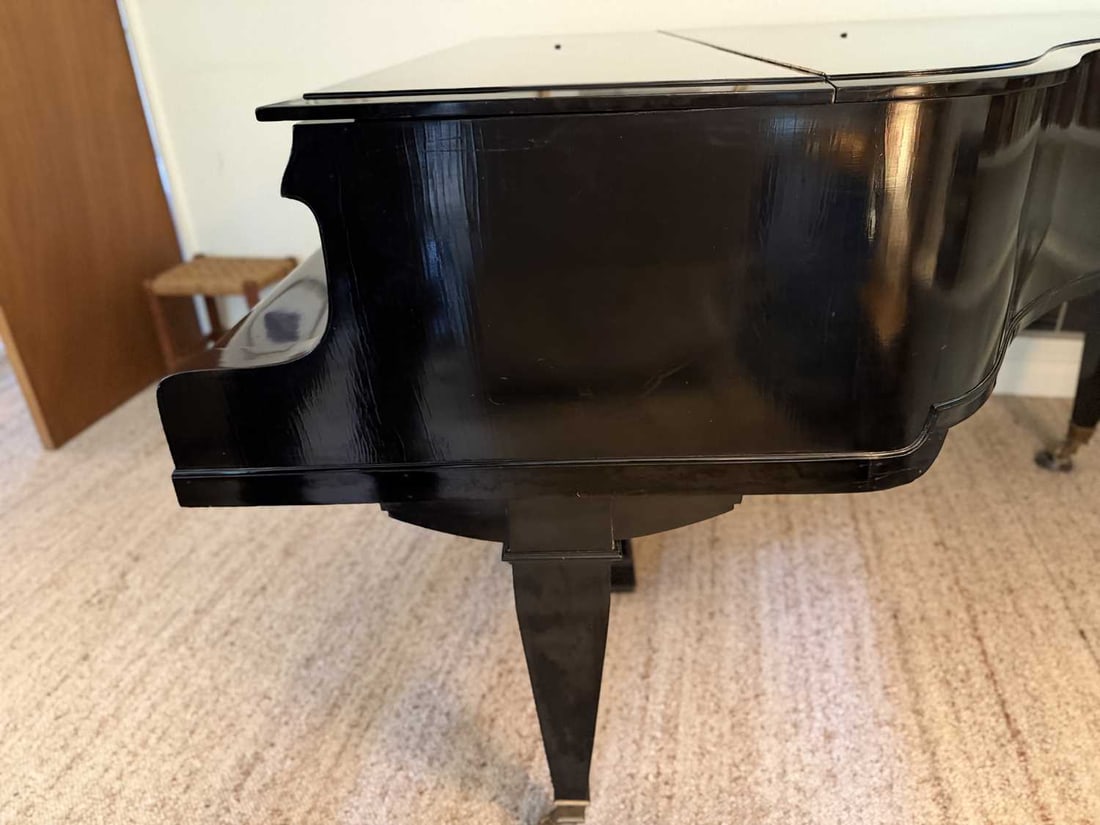 AN EARLY 20TH CENTURY GERMAN EBONISED BABY GRAND PIANO BY SCHEIDMAYER - 6