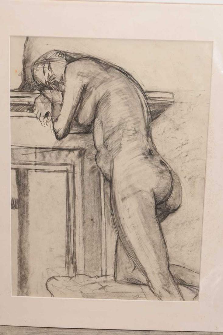 TWO CHARCOAL FIGURE STUDIES - 3