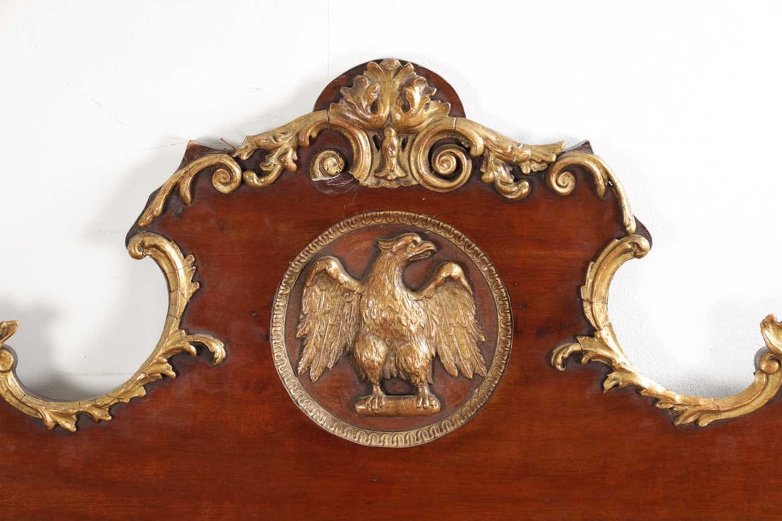 A LATE 19TH CENTURY MAHOGANY AND PARCEL GILT OVERMANTEL MIRROR - 2