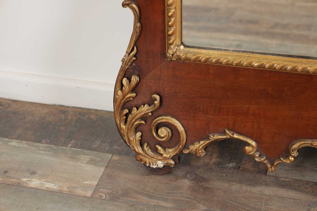 A LATE 19TH CENTURY MAHOGANY AND PARCEL GILT OVERMANTEL MIRROR - 7