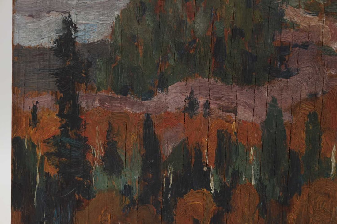 ATT JAMES EDWARD HERVEY MACDONALD RCA (1873 - 1932) CANADIAN, AN OIL ON BOARD AUTUMNAL MOUNTAIN LAND - 7