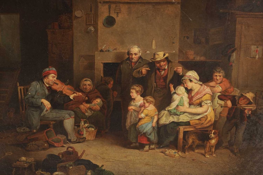 AFTER DAVID WILKIE (SCOTTISH 1785-1841) A 19TH CENTURY OIL ON CANVAS THE BLIND FIDDLER - 2