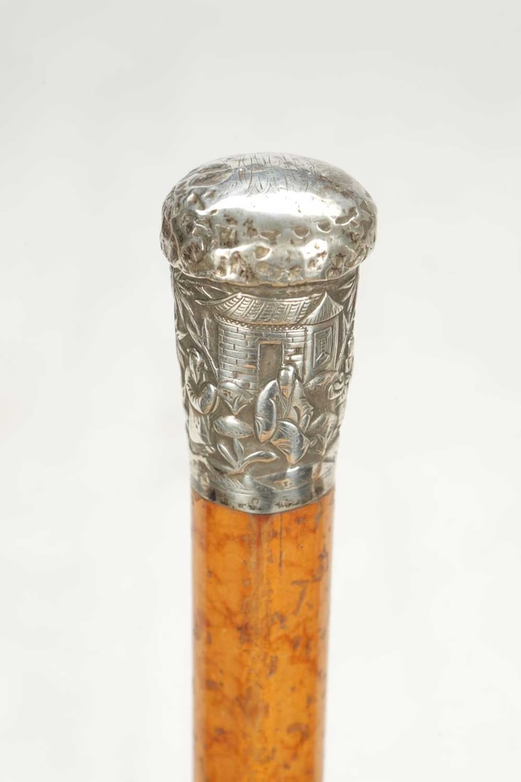 TWO LATE 19TH CENTURY SILVER MOUNTED WALKING CANES - 2