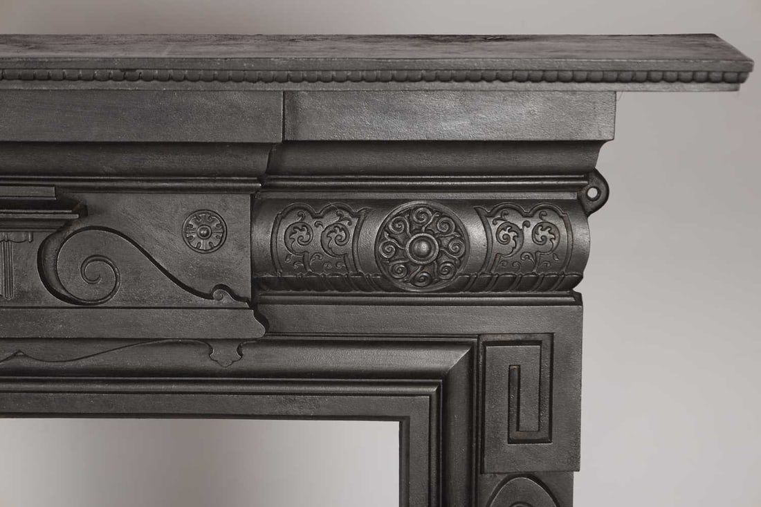 A VICTORIAN CAST IRON FIRE SURROUND - 2