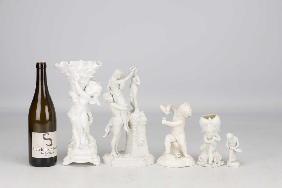 A COLLECTION OF FIVE CONTINENTAL BISQUE PORCELAIN FIGURES - 2