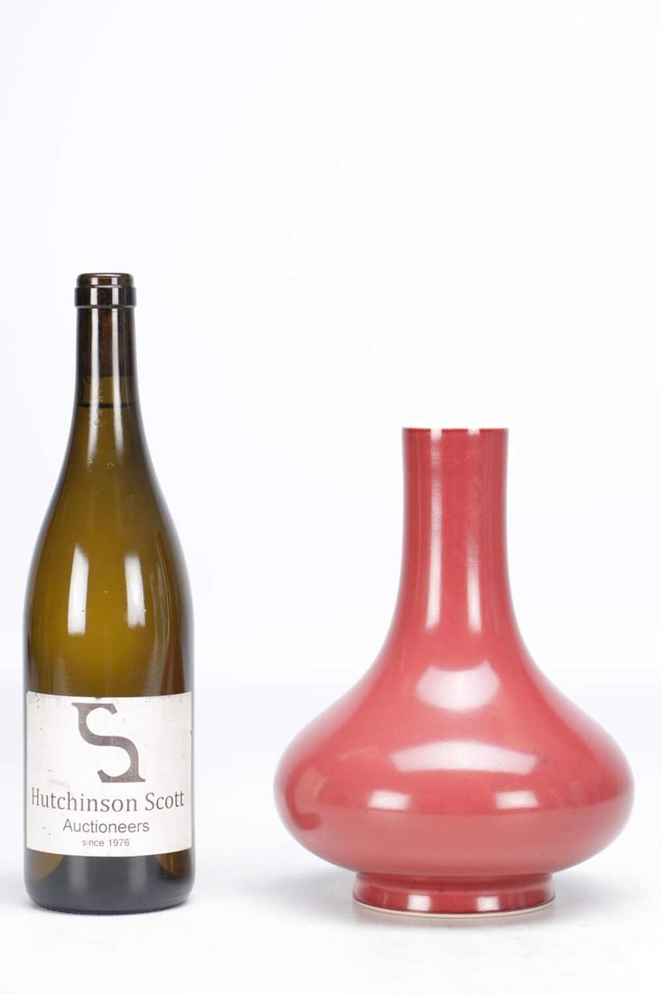 A CHINESE SANG-DE-BOEUF GLAZED PORCELAIN BOTTLE VASE - 2