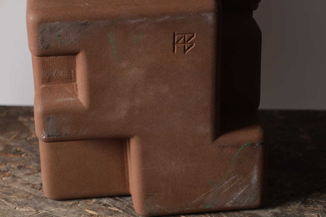 RICHARD PERRY MRSS A RED STONE CUBOID SCULPTURE (SIX SIDES TO A CUBE 2) - 5