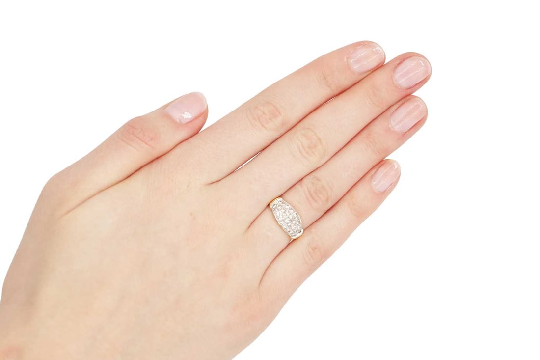 AN 18CT YELLOW GOLD DIAMOND PAVE DOME RING - 2