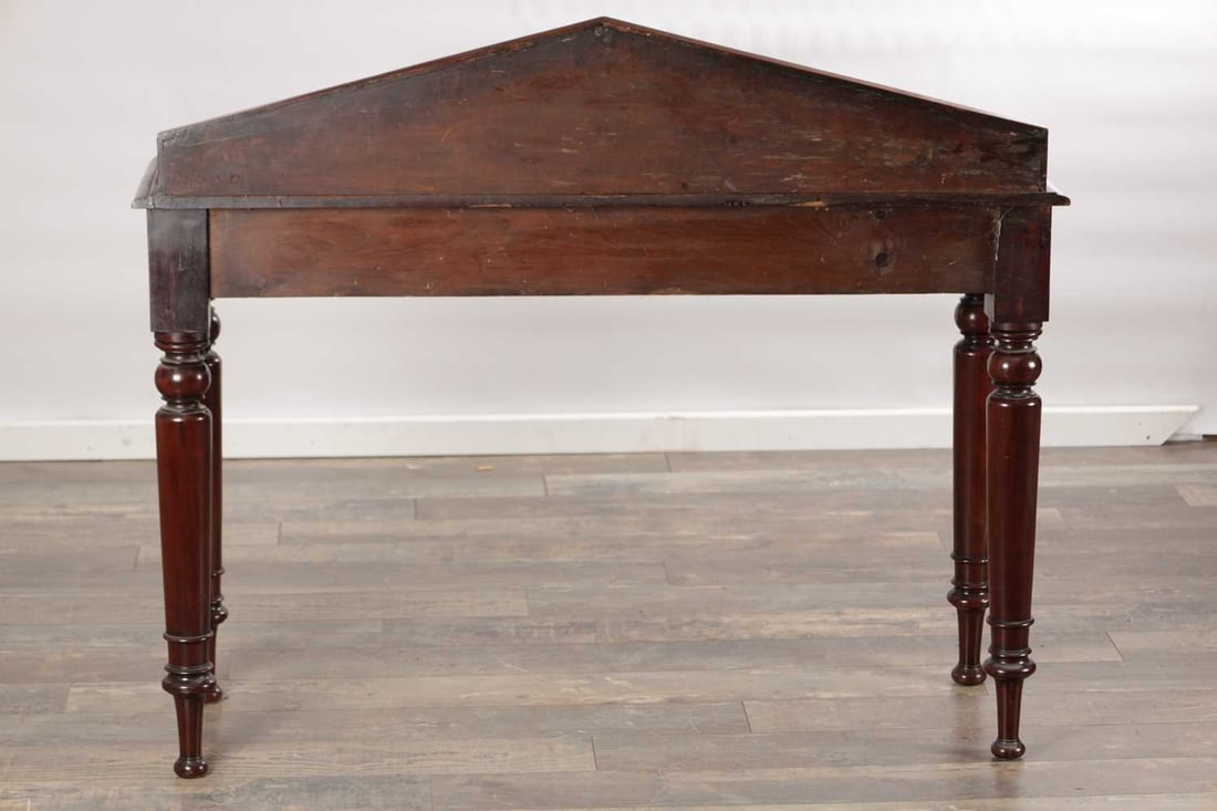 A WILLIAM IV MAHOGANY HALL TABLE WITH PEDIMENTED BACK - 7