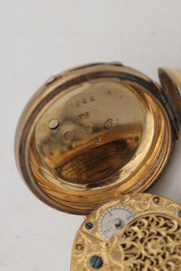 A RARE EARLY 19TH CENTURY ENGLISH SILVER GILT OPEN FACED POCKET WATCH OF LORD NELSON INTEREST - 4