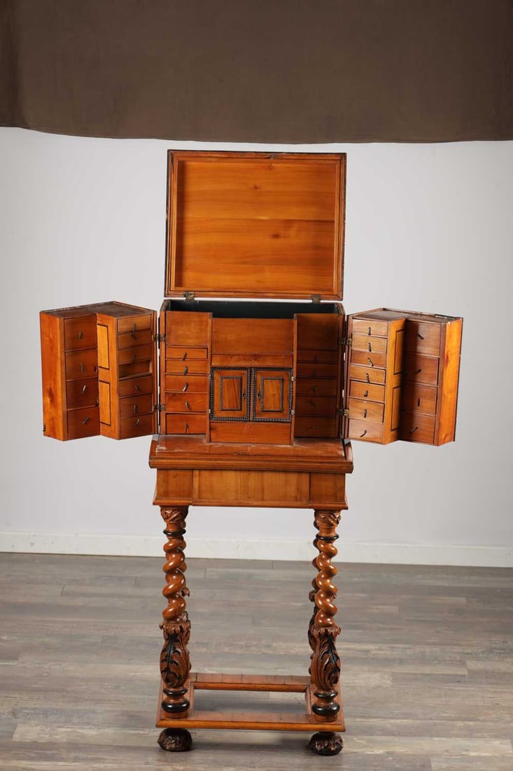 A FLEMISH WALNUT CABINET ON STAND - 7