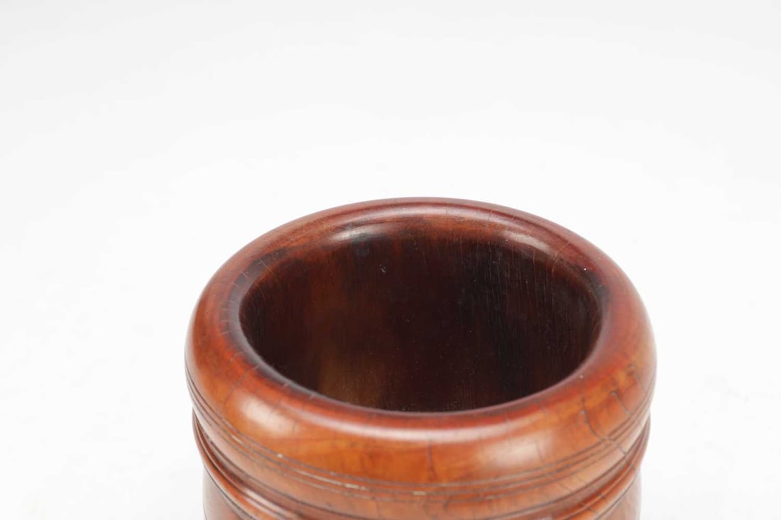 A 17TH CENTURY LIGNUM VITAE TURNED PESTLE AND MORTAR - 4