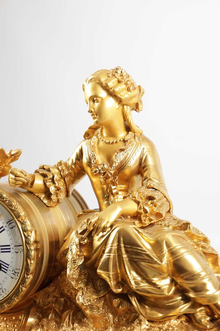 LE ROY, PARIS. A LATE 19TH CENTURY FRENCH ORMOLU AND PORCELAIN PANEL MANTEL CLOCK - 2